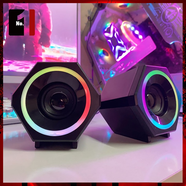 Loa Máy Tính Để Bàn Mini Led Rgb 2.0 Kisonli L-6060 Loa Vi Tính Laptop Gaming Nghe Nhạc Bass Lớn Có Dây