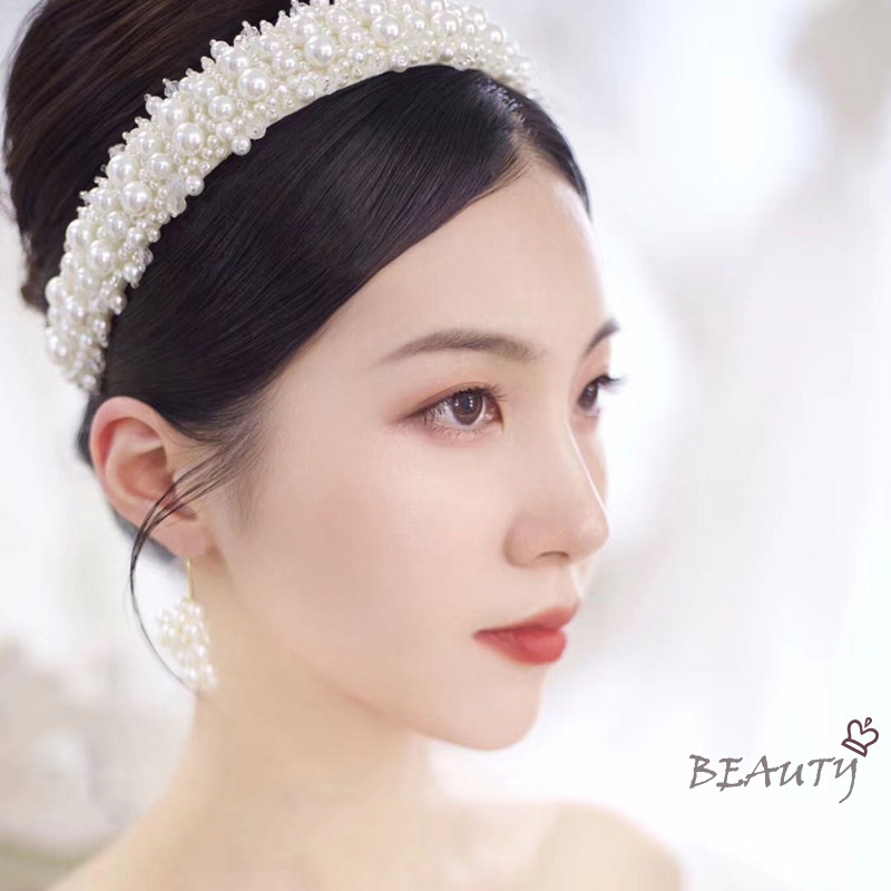 Cài tóc bản rộng dày đính ngọc trai giả thời trang cho nữ