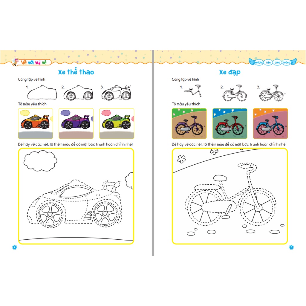 Sách – Vẽ vời vui vẻ - Thế giới động vật – Cuộc sống quanh em – Thế giới cổ tích – Phương tiện giao thông