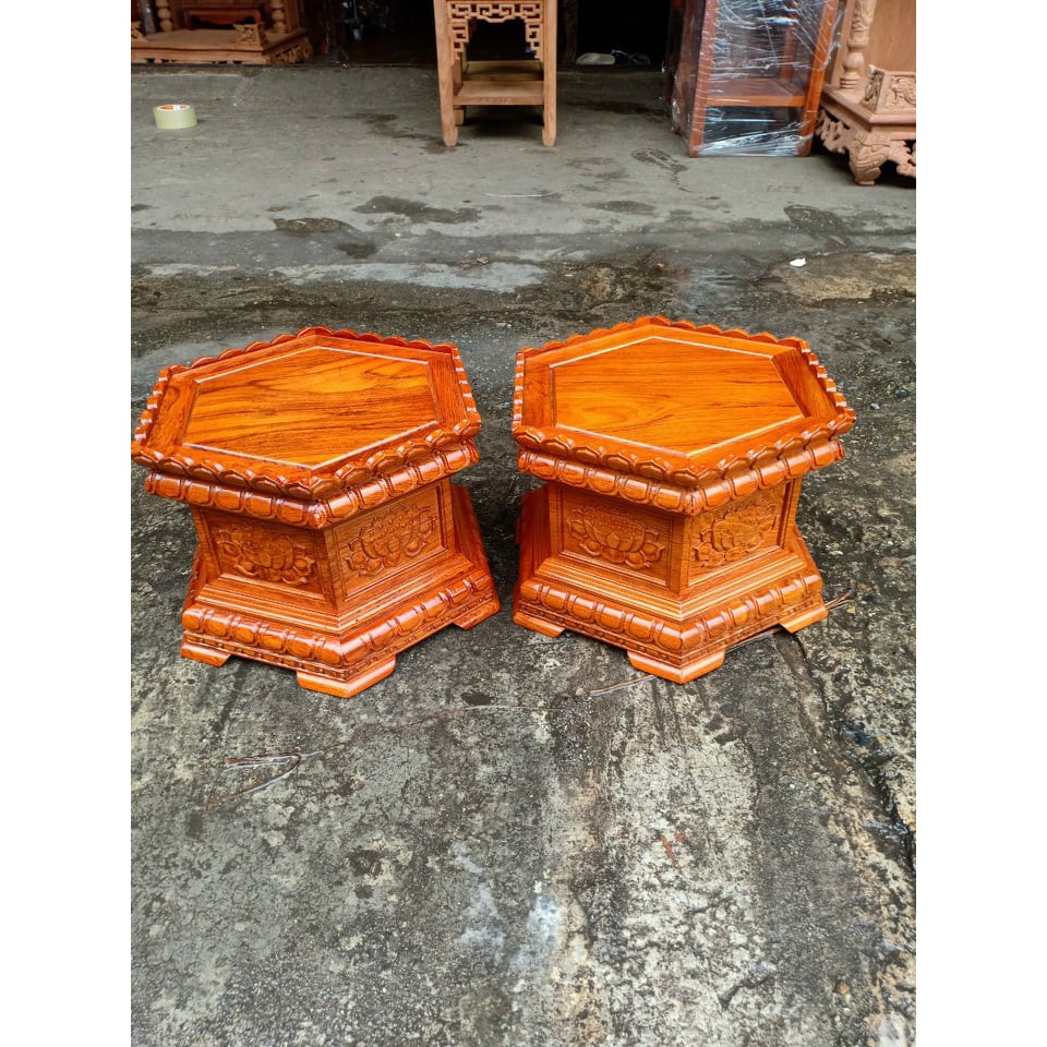 Đế kê tượng, đế sen gỗ hương đá (mặt 25, cao 20 cm)