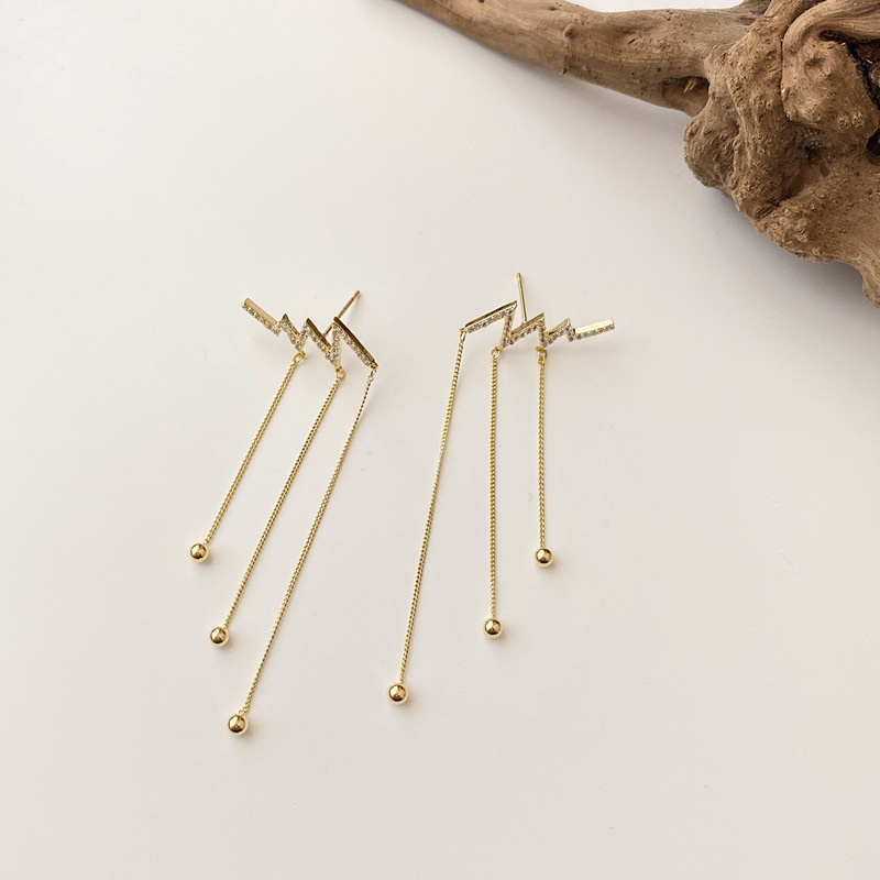 Đôi bông tai dáng dài đính đá phối tua rua phong cách Hàn Quốc cổ điển cho nữ