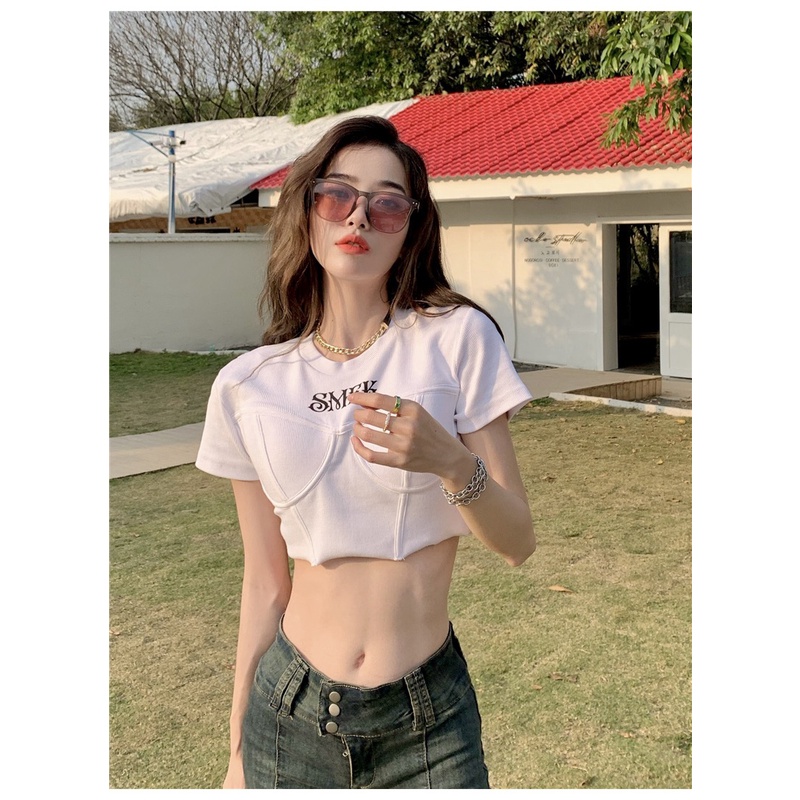 QADCOL  Áo Thun Tay Ngắn Dáng Ôm Trẻ Trung Hợp Thời Trang Cho Bạn Gái