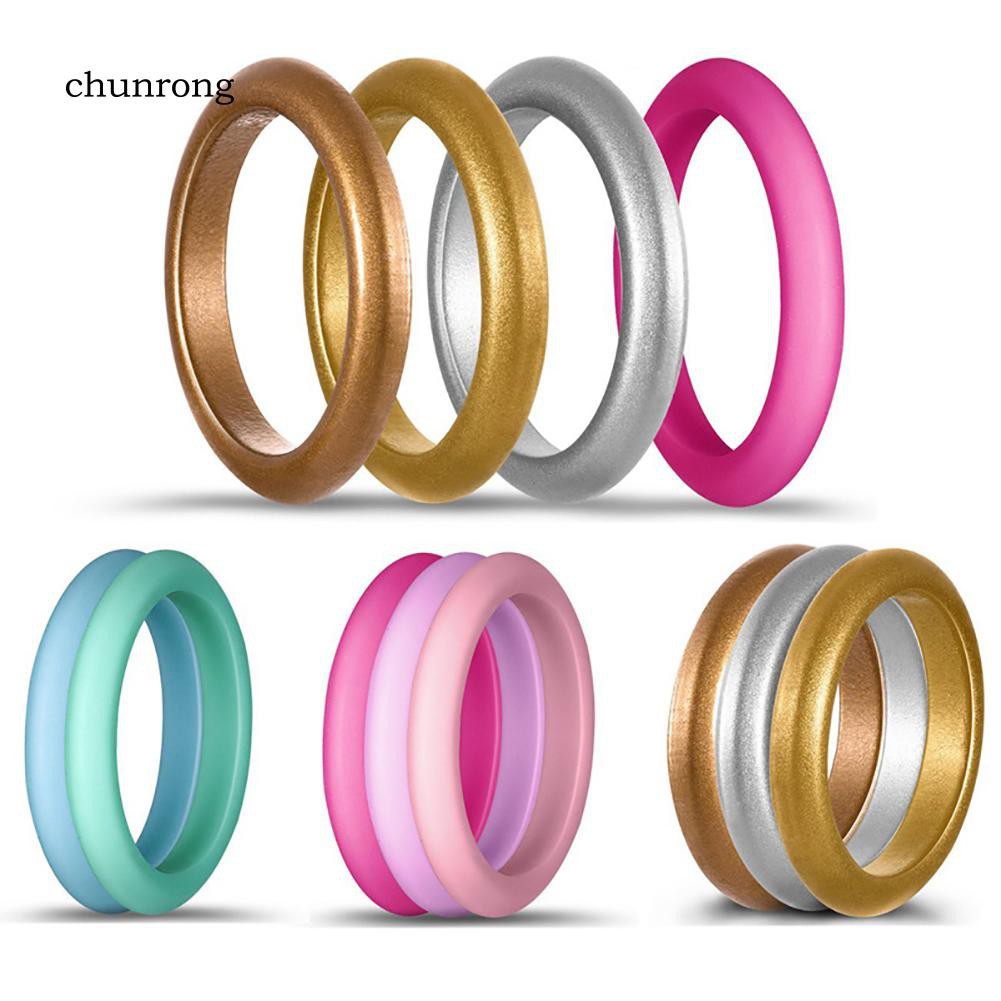 Set 10 nhẫn cưới màu trơn chất liệu silicon