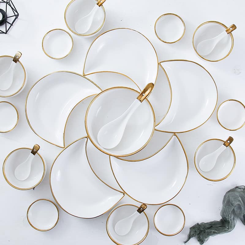 Bộ Bát Đĩa Sứ Bán Nguyệt Cao Cấp 25 Món