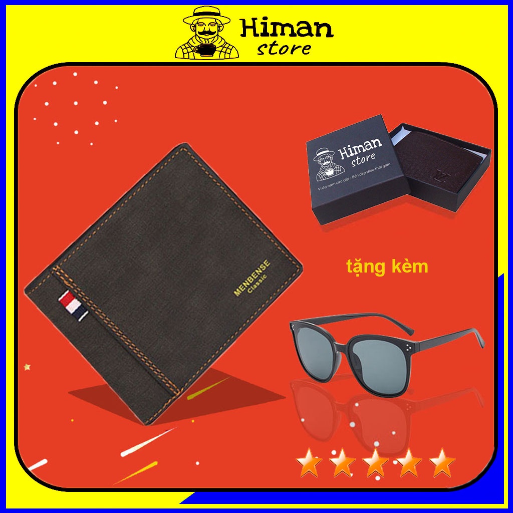 Ví nam nữ unisex bóp da lộn đẹp nhỏ gọn cao cấp thời trang dáng đứng ngang mini Himan-vn170