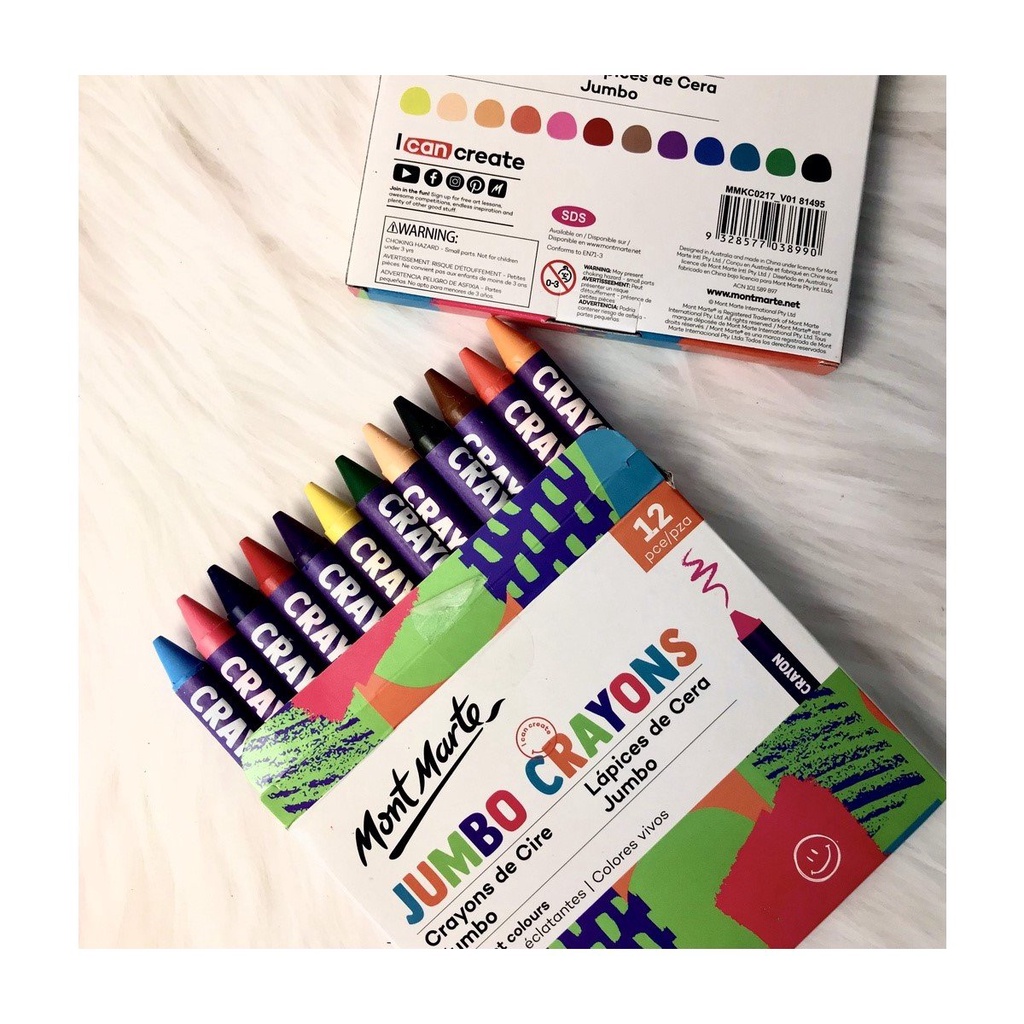 Cá Chép - Bộ màu vẽ Mont Marte Jumbo Crayons 12pce - MM-MMKC0217