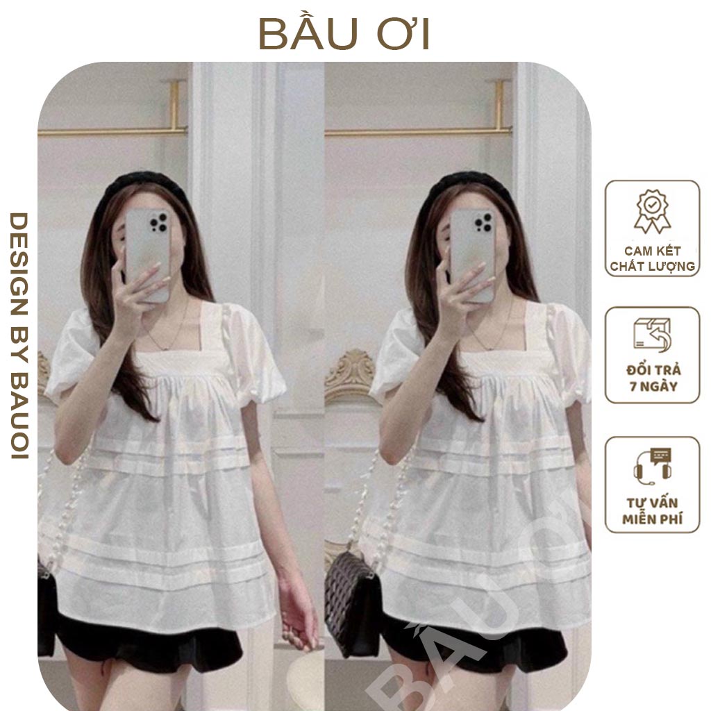 [FREE SHIP A01] ÁO BẦU BABYDOLL CỔ VUÔNG THIẾT KẾ TRẺ TRUNG - ÁO BẦU CÔNG SỞ THỜI TRANG HÀN QUỐCFREE SIZE 43-65KG