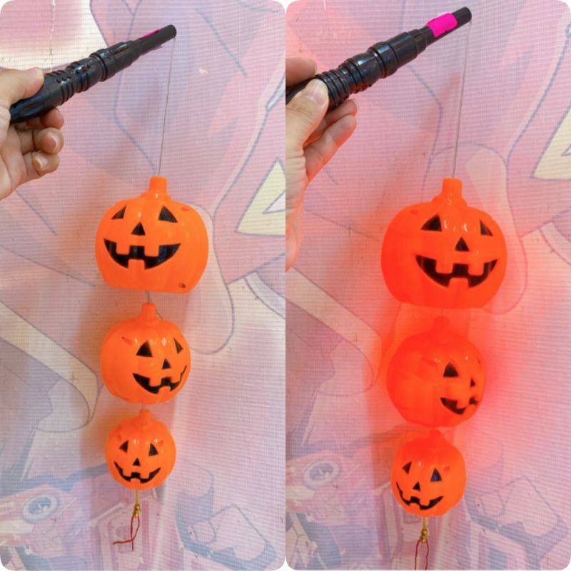 Dây bí ngô 3 tầng có đèn chớp tắt đồ chơi halloween
