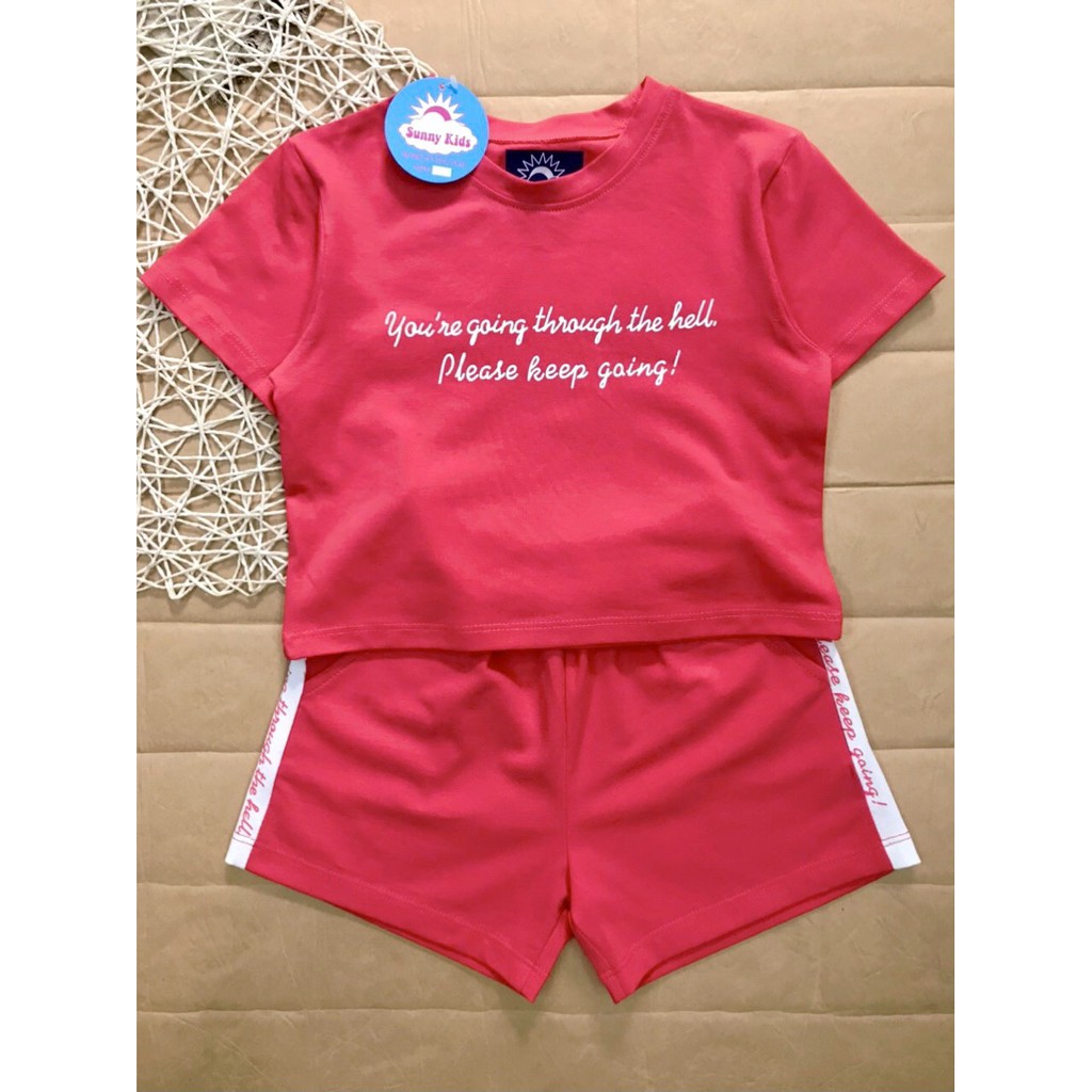 Bộ thun bé gái, Bộ thun bé nhiều mẫu mã, kiểu dáng đơn giản 013409 B