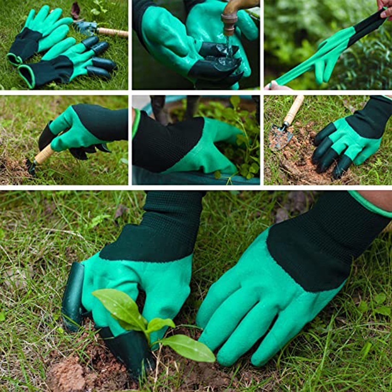 Găng tay làm vườn có móng vuốt chuyên dụng - Dễ dàng đào xới đất - Co giãn đàn hồi Happy Home 1977