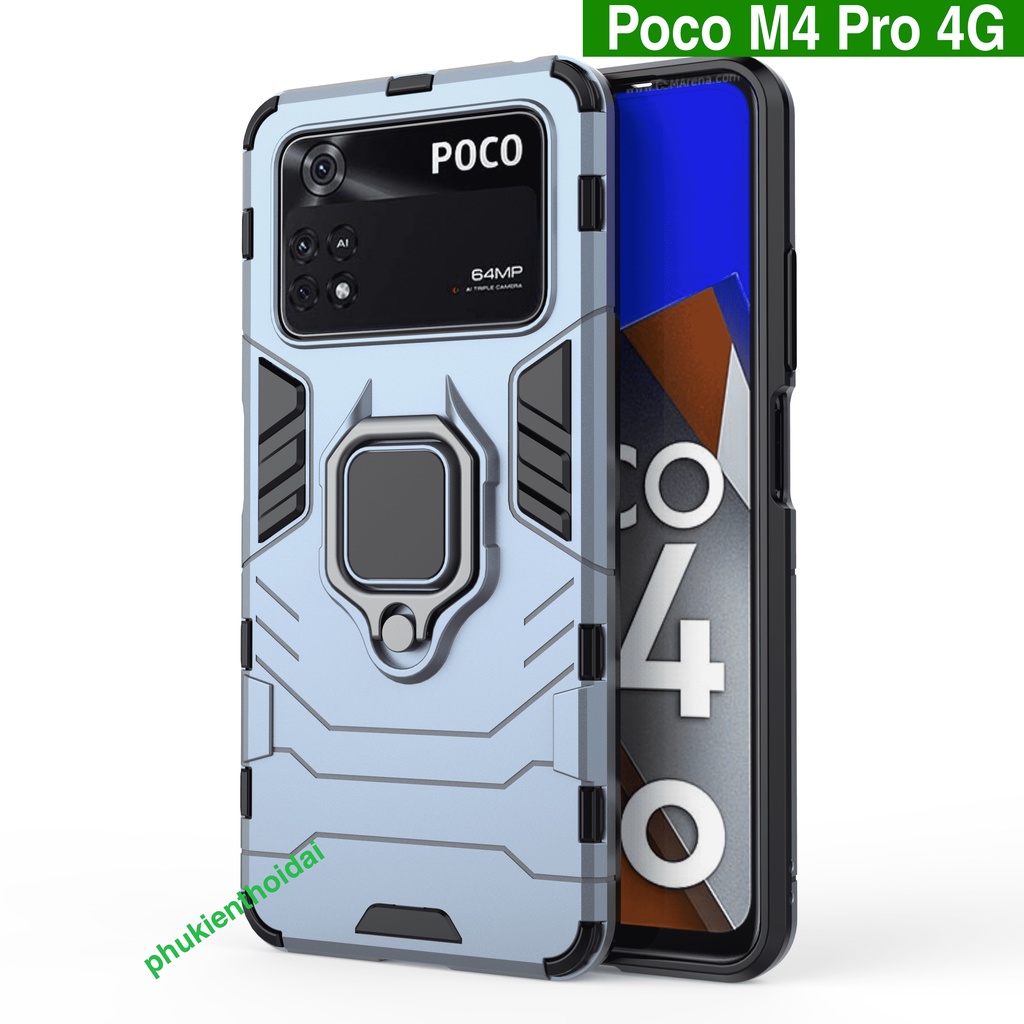 Ốp lưng Poco M4 Pro 4G Iron Man Iring chống sốc giá đỡ xem phim bảo vệ toàn diện