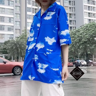 Áo sơmi xanh mây trắng