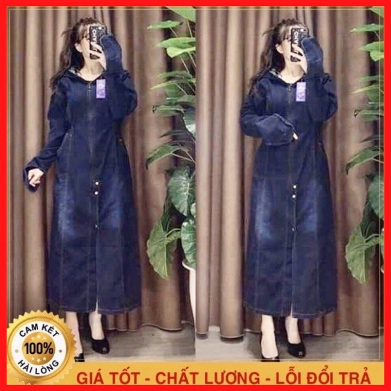 Áo chống nắng nữ toàn thân chất vải bò jean dày dặn, co giãn, chống tia UV gây hại cho da - Hồng Hà Store