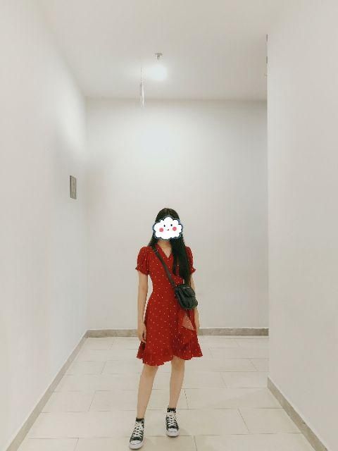 Đầm Nữ Đỏ Bi Đuôi Cá