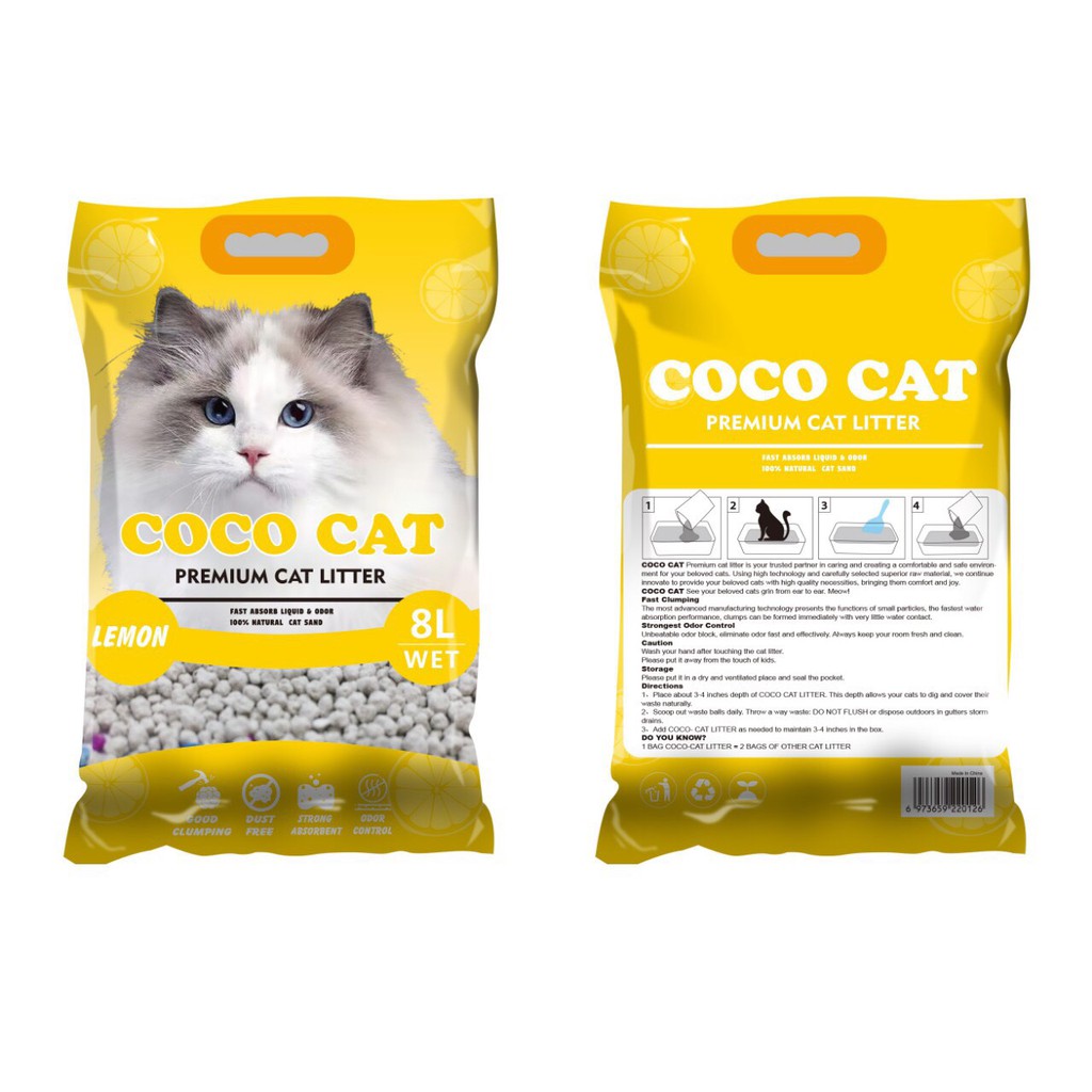 Cát vệ sinh cho mèo CoCo siêu thấm hút, vón cục nhanh, ít bụi, khử mùi, diệt khuẩn, thơm dịu, giá rẻ 8L(4 kg)