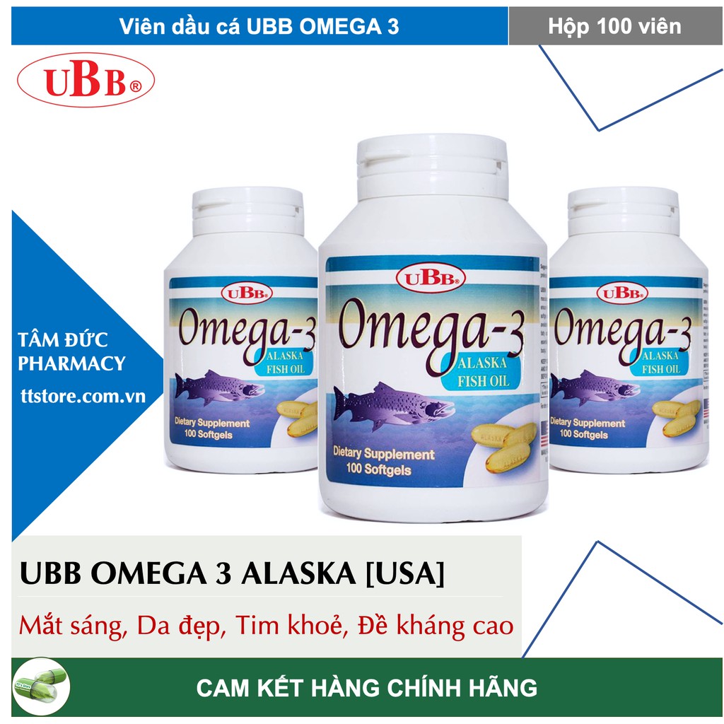 OMEGA 3 UBB [Hộp 100 viên] - Viên dầu cá Omega 3 Alaska Mỹ