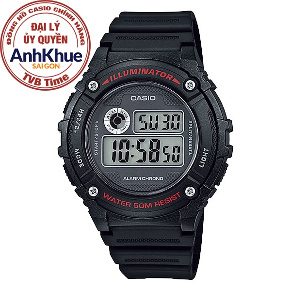 Đồng hồ nam dây nhựa Casio chính hãng Anh Khuê W-216H-1AVDF (43mm)