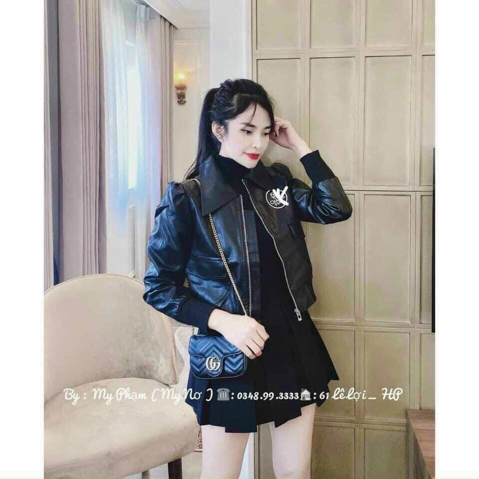 áo khoác da tay dài cổ bẻ phối dây kéo form ngắn đẹp y hình nha khách🌸❤️⭐️😜❤️🌸 ls059