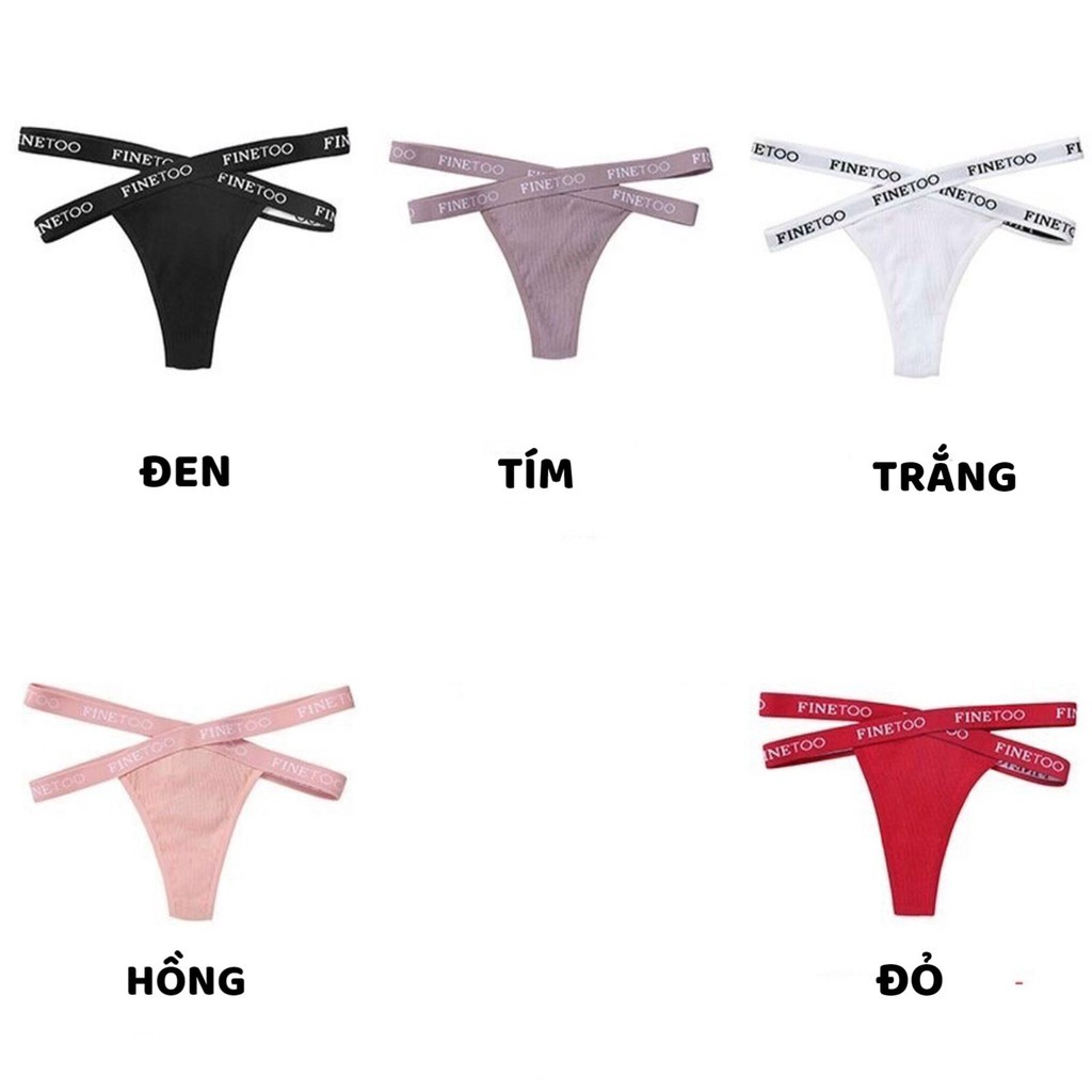 Quần Lót Lọt Khe - Quần Lọt khe Nữ Cotton phối dây đan chéo viền in chữ gợi cảm quyến rũ mã D005