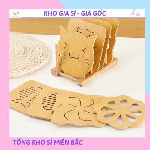 [❌GIÁ SỈ❌]LÓT ĐĨA NỒI BẰNG GỖ TỰ NHIÊN (14,5cmx14,5cm) 88036