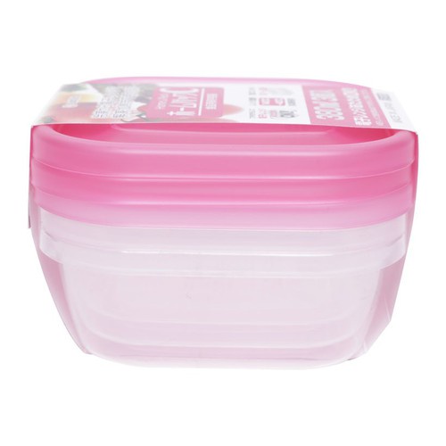 Set 3 Hộp đựng cơm văn phòng , hộp nhựa đựng thực phẩm thức ăn tủ lạnh, dùng lò vi sóng 380ml màu hồng Nhật Bản