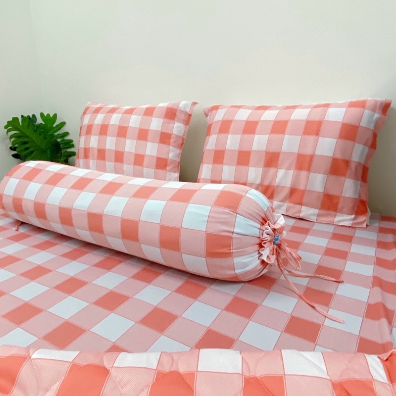 Bộ ga giường thun Hàn caro