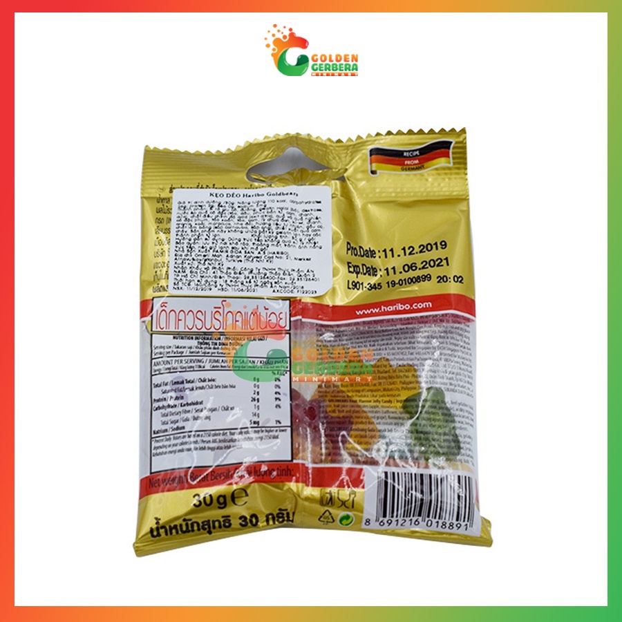 Kẹo Dẻo Haribo Goldbears Thổ Nhĩ Kỳ 30g Giá Tốt - Pudding, thạch & kẹo dẻo | Bachhoa.Extra.vn