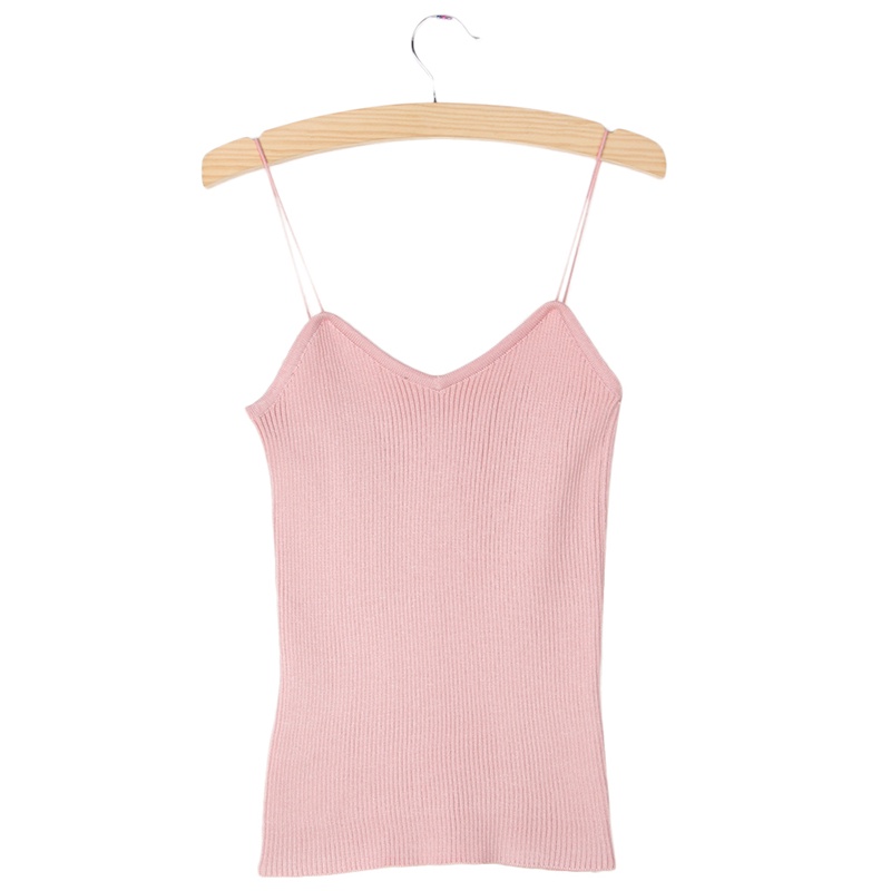 Áo Tank Top Dệt Kim Dáng Ôm Co Giãn Tốt Thiết Kế Đơn Giản Quyến Rũ Cho Nữ