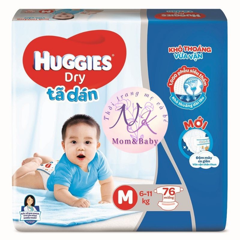 (Mẫu Đệm Mây) Bỉm Huggies Dán Size M76/L68/XL62/XXl56