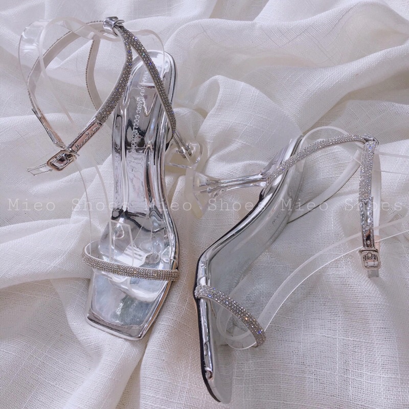 GÓT NHỌN QUAI NGANG ĐÁ NHỎ BẠC LẤP LÁNH CỰC SANG MIEO SHOES ( G699 )