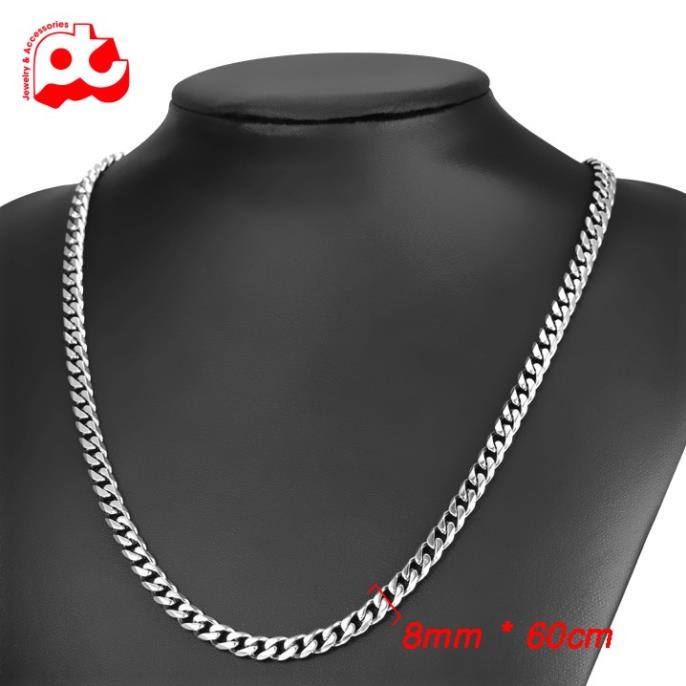 Dây chuyền nam thời trang đẹp titan thép không gỉ kiểu lặc xéo cao cấp PT JEWELRY kích cỡ 8mm màu trắng PTDCNA158