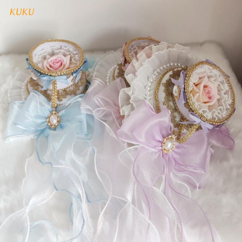 Kẹp Tóc Hình Nón Phối Ren Và Nơ Phong Cách Lolita Cổ Điển