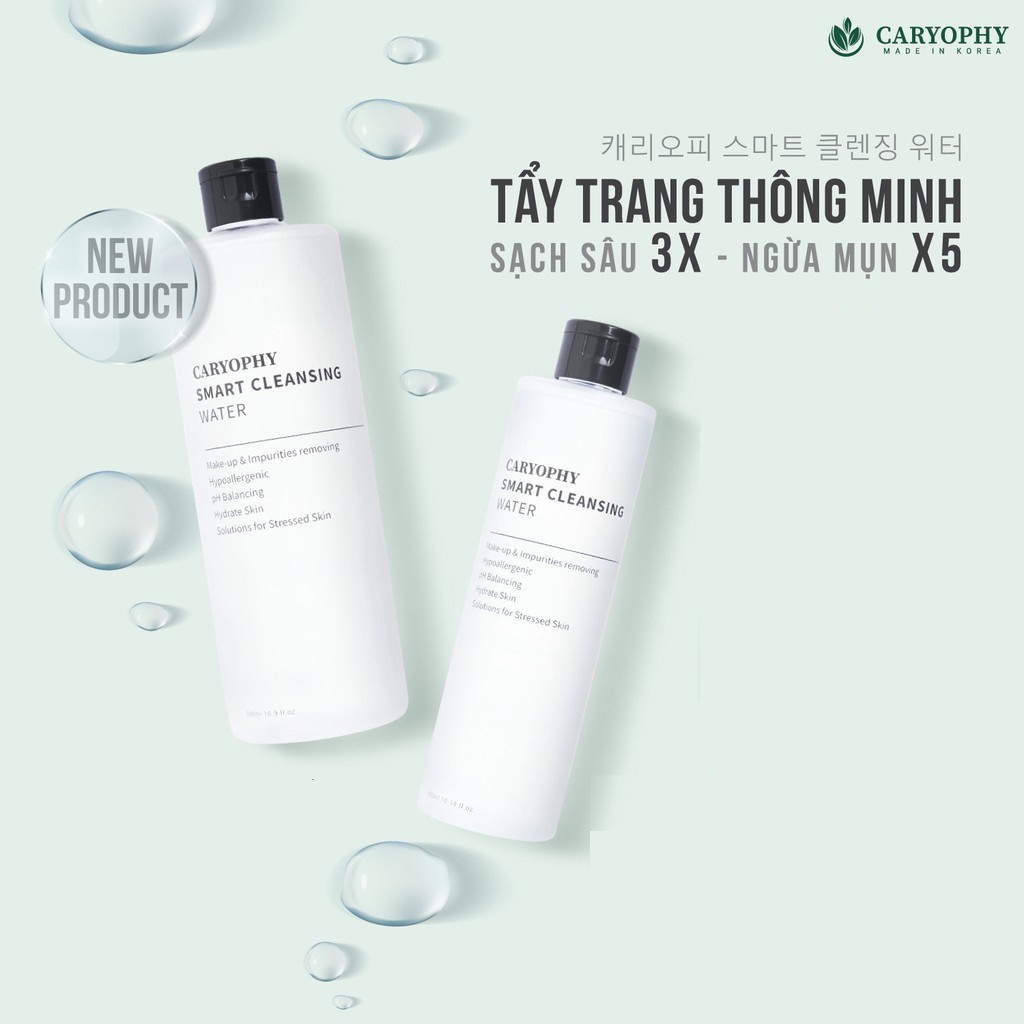 [Mã COSGLORIAT4 -8% đơn 250K] Nước Tẩy Trang Caryophy Smart Cleansing Water 300ml và 500ml