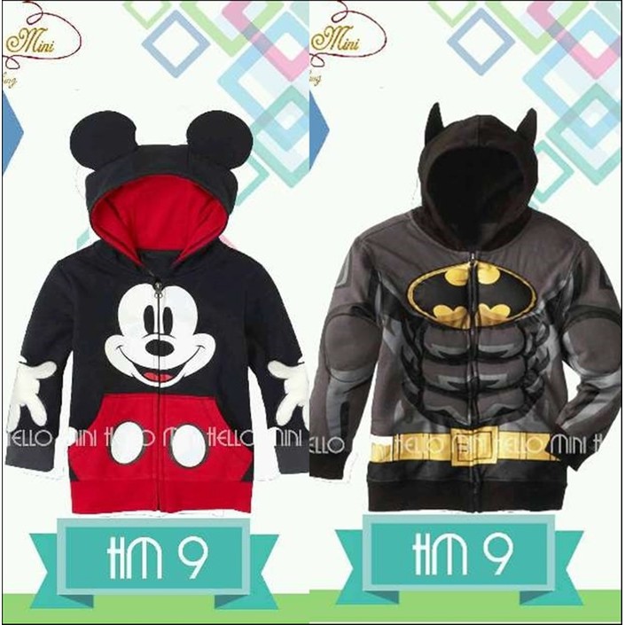 Áo Khoác Có Nón Hình Siêu Nhân Mickey Dễ Thương Cho Bé