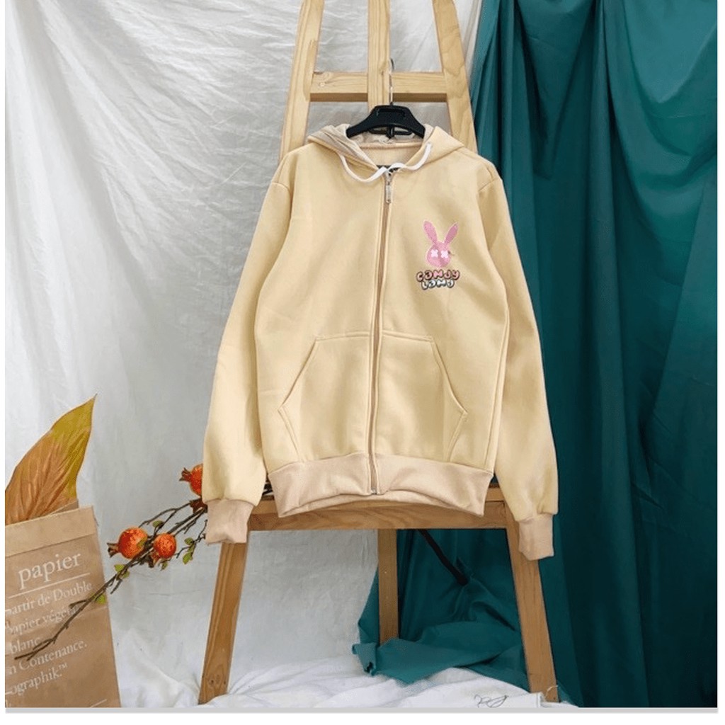 Áo Khoác Nữ Hoodie GUUZ Dày giá rẻ form rộng in thỏ mặt trăng cực đẹp chất thun nỉ mềm mịn thoáng mát nón 2 lớp mà