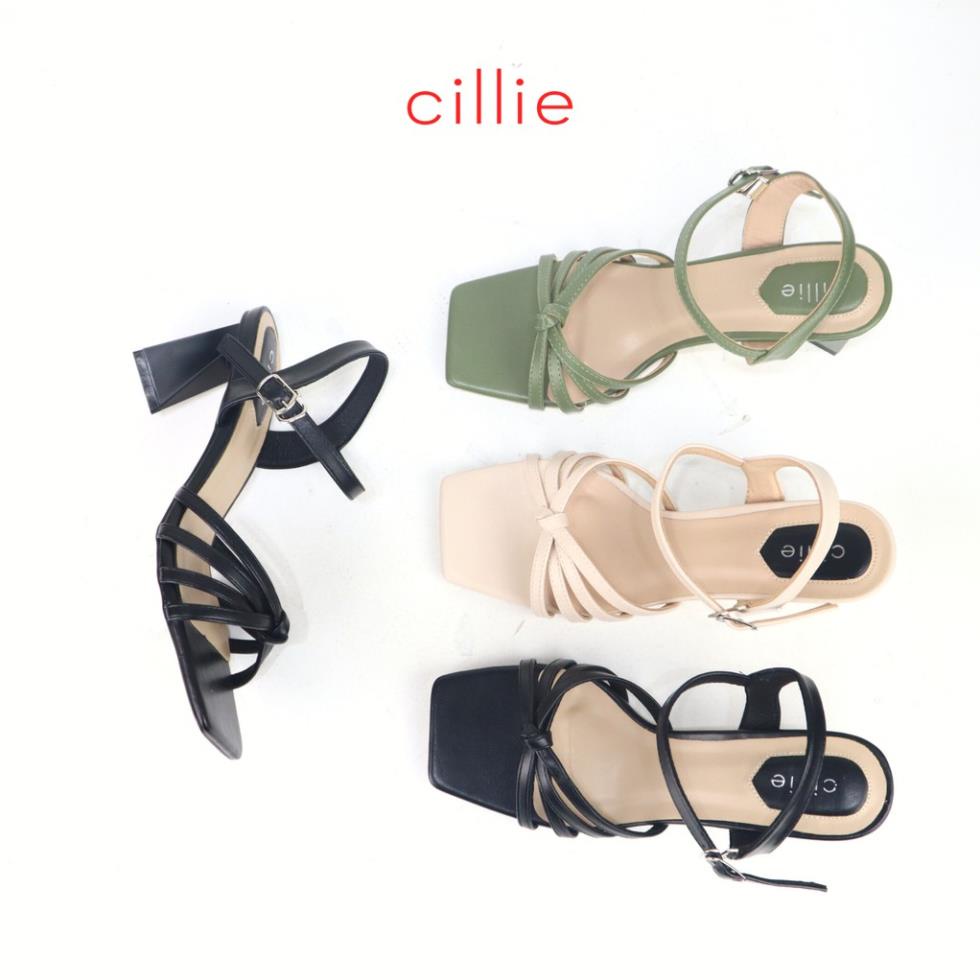 🎮 Giày sandal cao gót nữ đan dây thắt nút ôm chân mũi vuông mang đi làm đi chơi gót trụ cao 6cm Cillie 1227