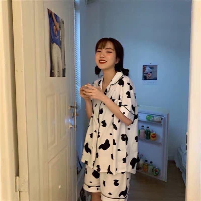 [RẺ VÔ ĐỊCH] Bộ Pijama Ngắn Tay - Bộ Ngủ Bò Sữa Ulzzang Cute Hot Trend 2021(kèm video và ảnh thật)