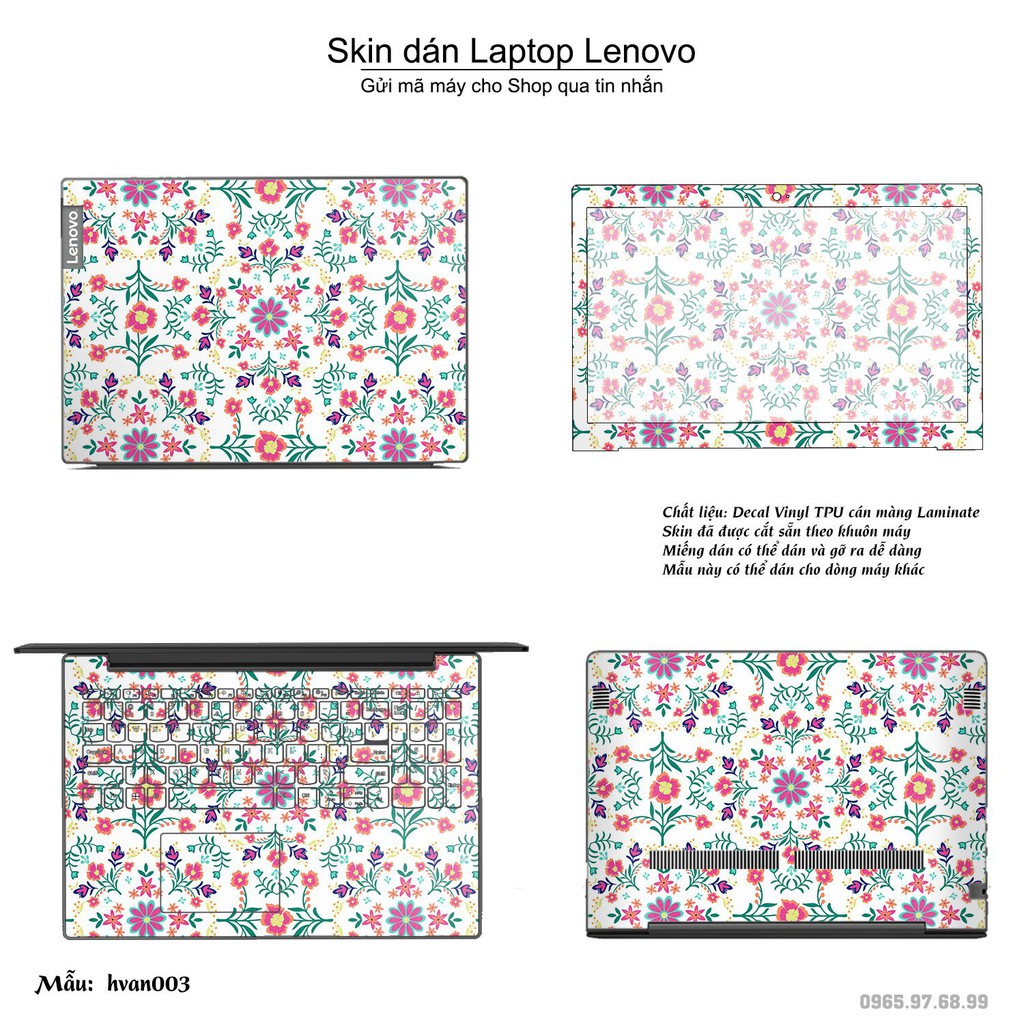 Skin dán Laptop Lenovo in hình Hoa văn (inbox mã máy cho Shop)