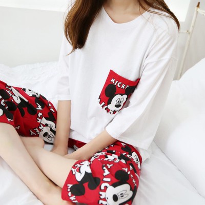 BỘ ĐỒ MẶC NHÀ MICKEY TAY LỠ CHẤT COTTON MỀM MỊN MÁT