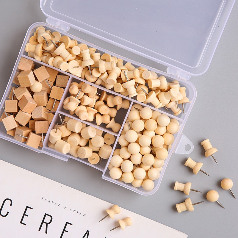 180 Đinh Ghim Bằng Gỗ Có Hộp Đựng