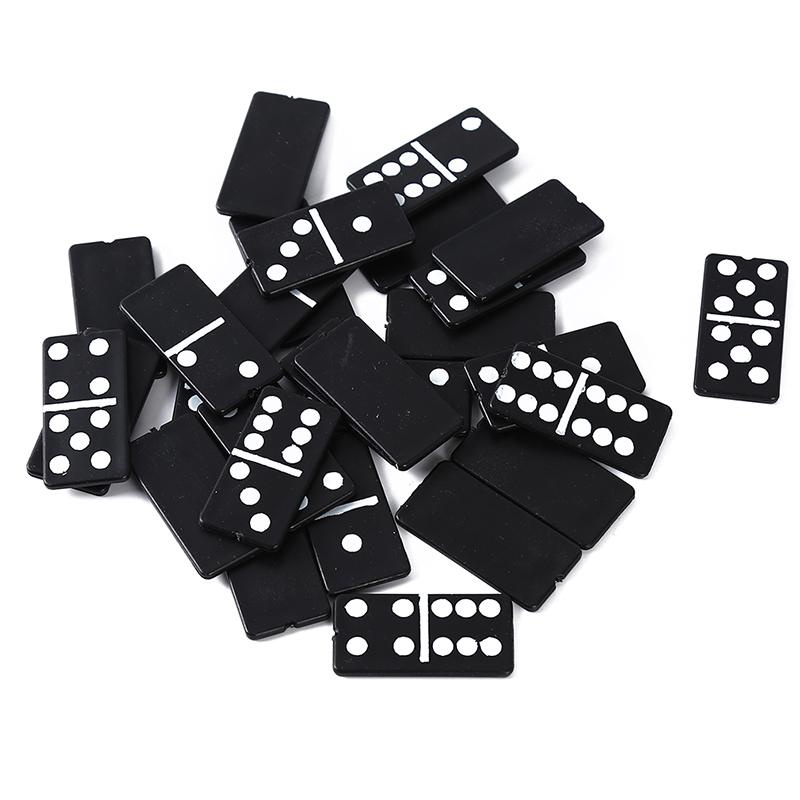 Domino Card Game Adult Interactive Board Game Black Set 28pcs Children Plastic