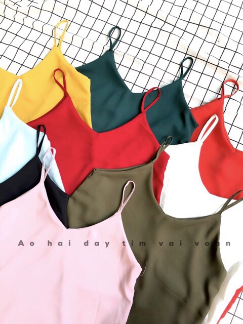 Áo 2 dây tim trơn hình thật 100% | BigBuy360 - bigbuy360.vn