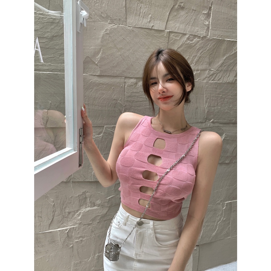 Áo Hai Dây Dệt Kim Thời Trang Quyến Rũ Cho Nữ