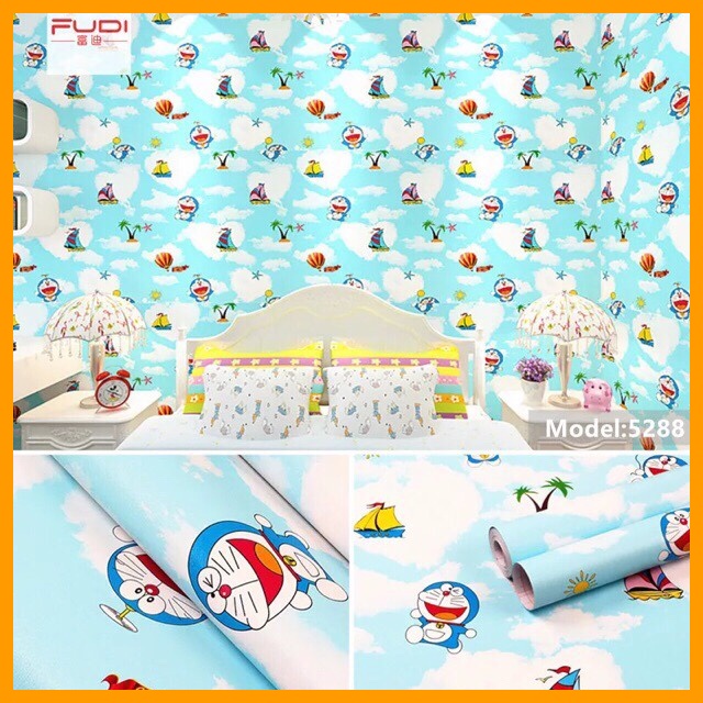 10M GIẤY DÁN TƯỜNG DOREMON XANH (10m x 45cm /cuộn) 5288