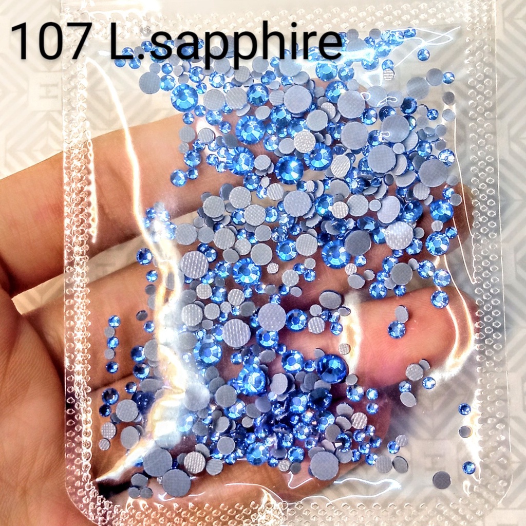 ĐÁ ĐÍNH NAIL -107 L.SAPPHIRE - TÚI MIX SIZE -ĐÁ CHÂN KEO LƯỚI