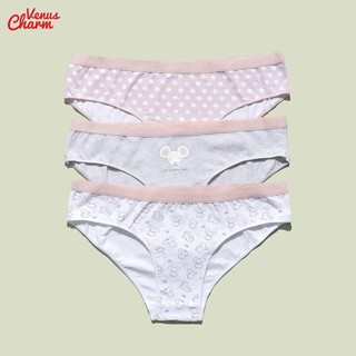 Hộp quần lót 3 chiếc cotton con chuột Venus Charm co giãn, thấm hút mồ hôi