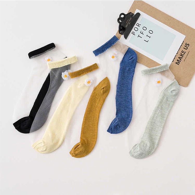 Vớ Mỏng Miệng Nông Thoáng Khí Khử Mùi In Họa Tiết Hoa Cúc Thời Trang Mùa Hè Cho Nữ