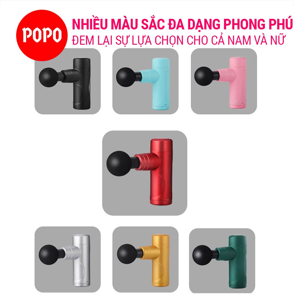 Máy Massage Facial Gun  MINI08 POPO (Hộp giấy) tích hợp có 4 đầu massage có thể thay thế làm giảm đau căng tức cơ bắp