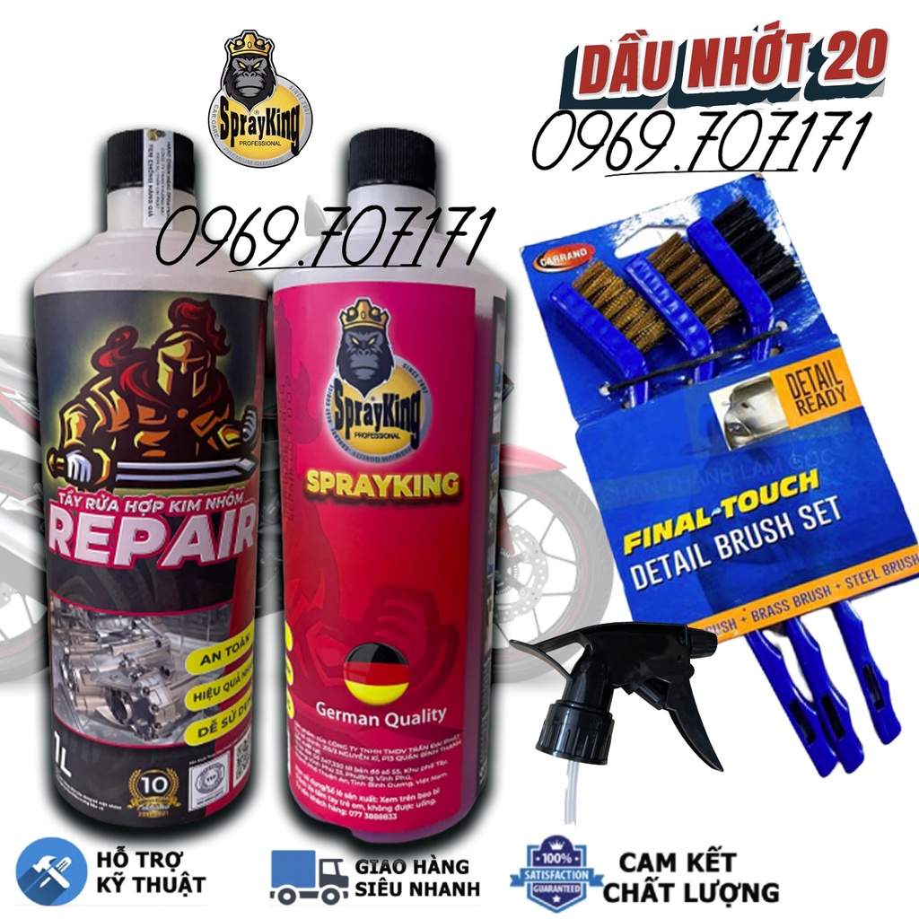 Chai xịt tẩy rửa hợp kim nhôm, tẩy lốc máy, đầu bò, dàn chân xe máy  SprayKing REPAIR mẫu mới 2022