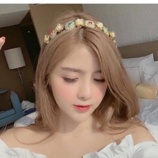 ( Hàng mới về ) Bờm tóc kim loại hoạ tiết hoa đính hạt điệu đà cho phái đẹp